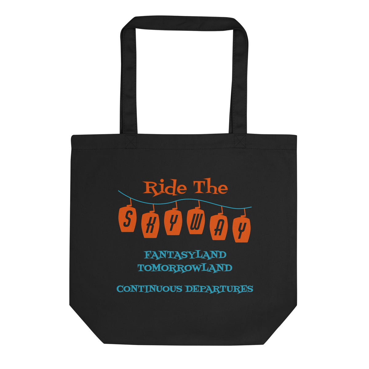 Ride the Skyway Tote in Black — flat lay
