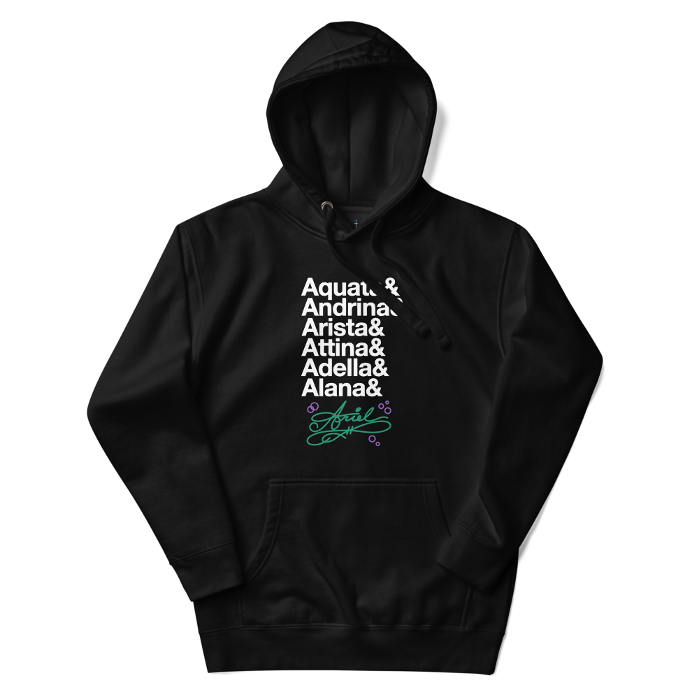 Mermaids& Hoodie — Black, Flat, Premium front view