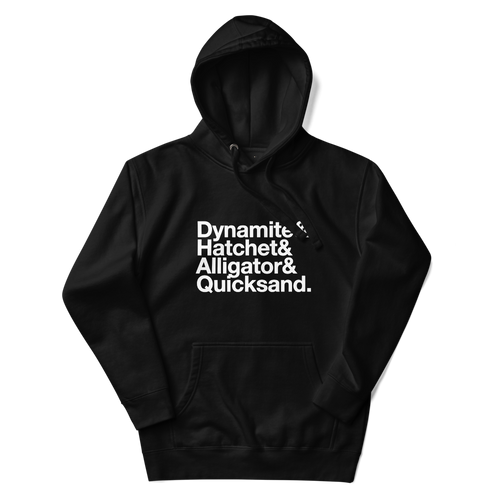 Haunted& Hoodie — Black, Flat, Premium front view