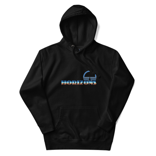 Horizons Hoodie — Black, Flat, Premium front view