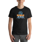 Orange and blue SeaBase Alpha logo with The Living Seas Pavilion icon above, on a Vintage Black tee — worn stylishly by a model