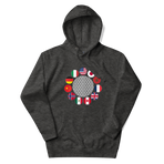 World Traveler Hoodie — Charcoal Heather, Flat, Premium front view