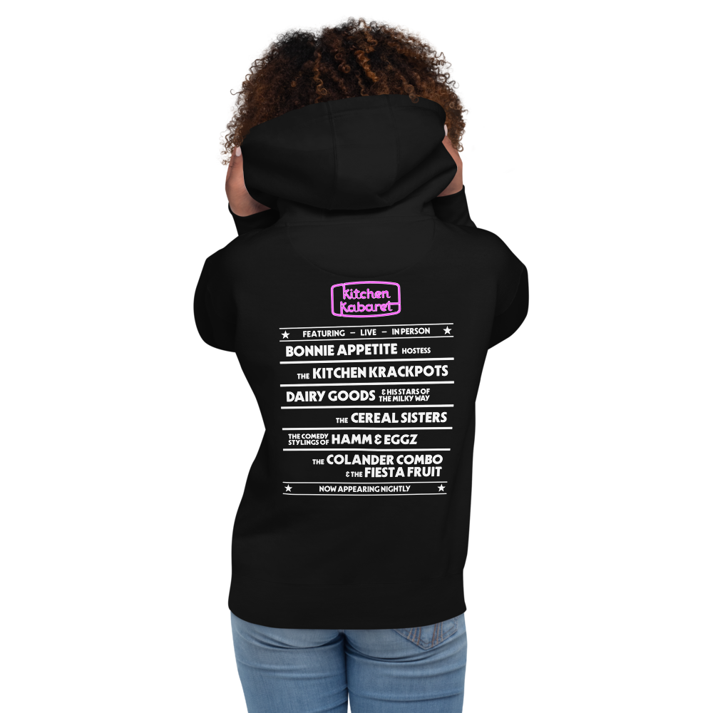 Kitchen Kabaret Marquee Hoodie — Black, Women's 2 back view