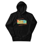 Logo inspired by the former attraction, House of the Future, with retro-styled text reading "See the Wonders of Fantastic Plastic!", on a Black hoodie — flat lay