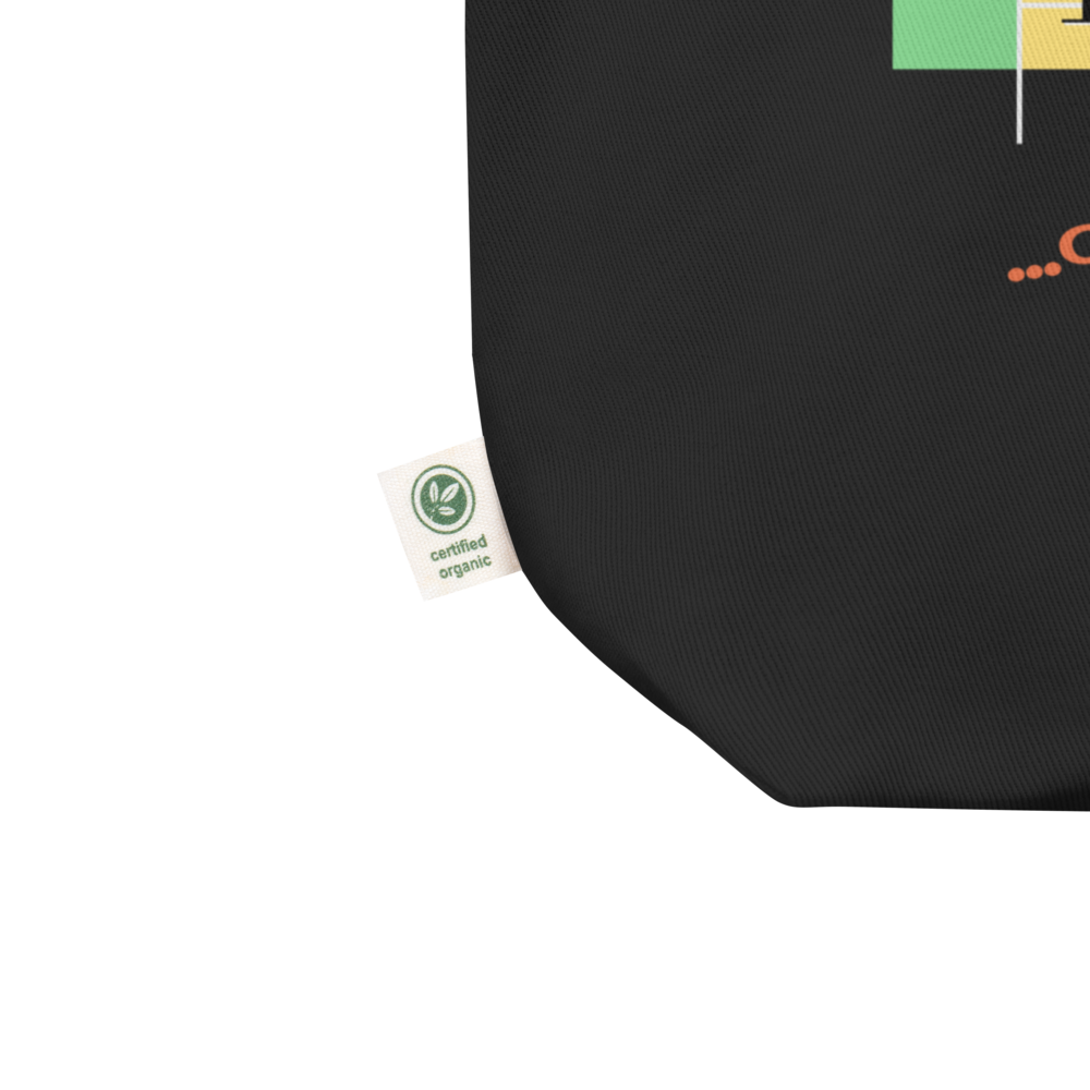 Logo inspired by the former attraction, House of the Future, with retro-styled text reading "See the Wonders of Fantastic Plastic!", on a Black tote — fabric detail