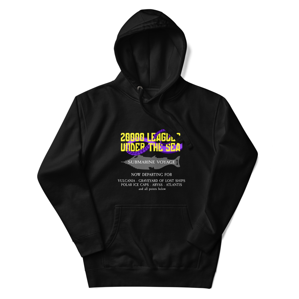 20000 Leagues Hoodie — Black, Flat, Premium front view
