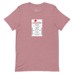 Imagined FASTPASS designed for the unbuilt Fujicoaster ride, with white-and-red-toned attraction logo, on a tee — flat lay