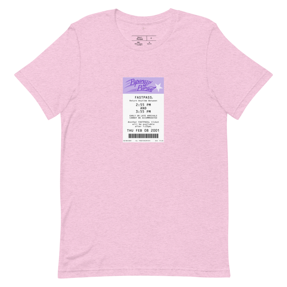 Paparazzi Pursuit Fastpass Tee — Heather Prism Lilac, Flat front view