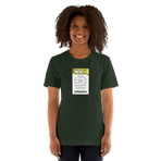 Imagined FASTPASS designed for the House of the Future attraction, with retro yellow-toned attraction logo, on a tee — worn stylishly by a model