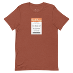 Imagined FASTPASS designed for the Skyway transportation system, with retro orange-toned attraction logo, on a tee — flat lay