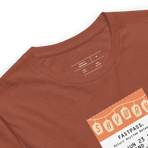 Imagined FASTPASS designed for the Skyway transportation system, with retro orange-toned attraction logo, on a tee — fabric detail